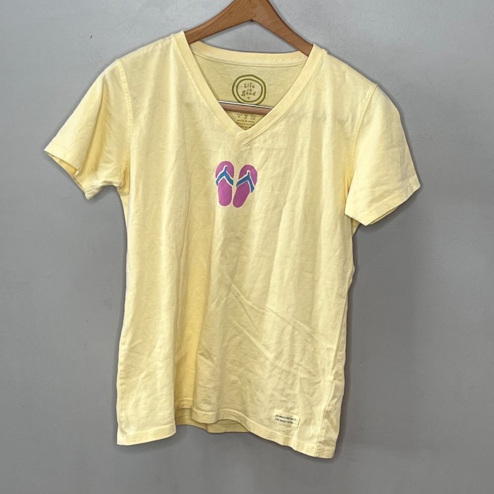 Life is‎ Good Short Sleeve Flip Flop T-shirt- Women's Semi-Fitted S